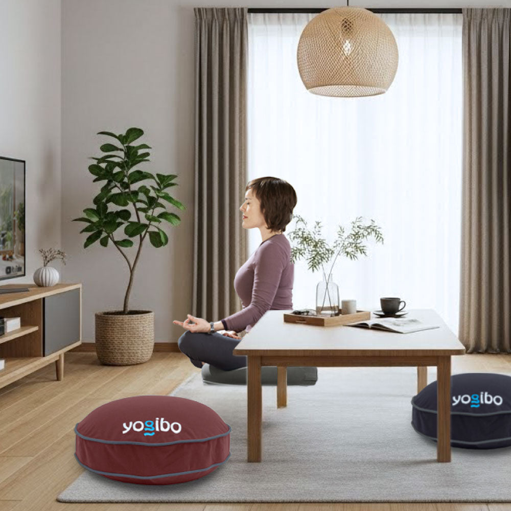 ヨギボー　円形フロアクッション 白黒ストライプ 公式】Yogibo Round Pillow Logo （ヨギボー ラウンド ピロー ロゴ